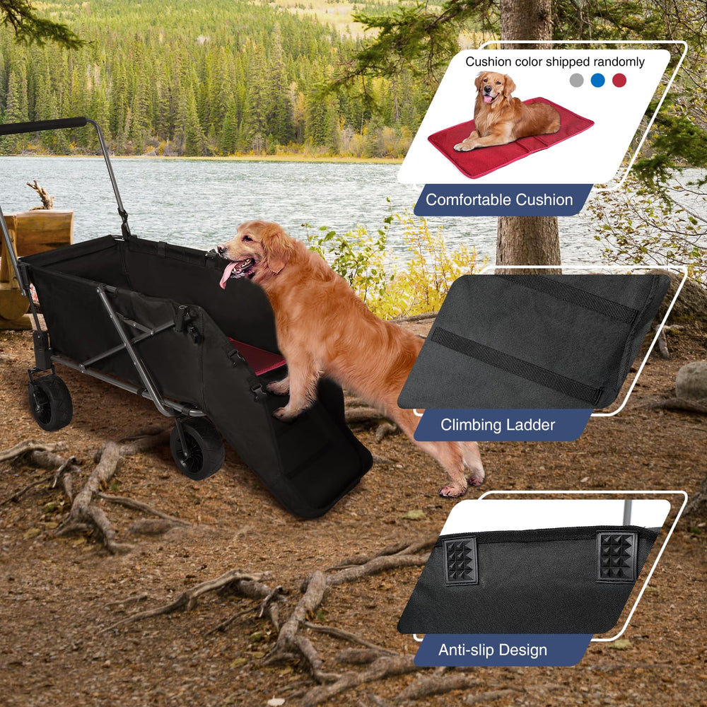 REDCAMP folding dog wagon rear extended showing extra loading space