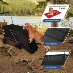 REDCAMP folding dog wagon rear extended showing extra loading space