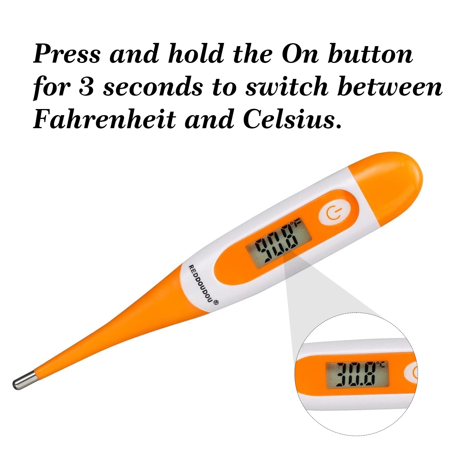 REDDODOU digital pet thermometer image on cat use demonstrates gentle measurement