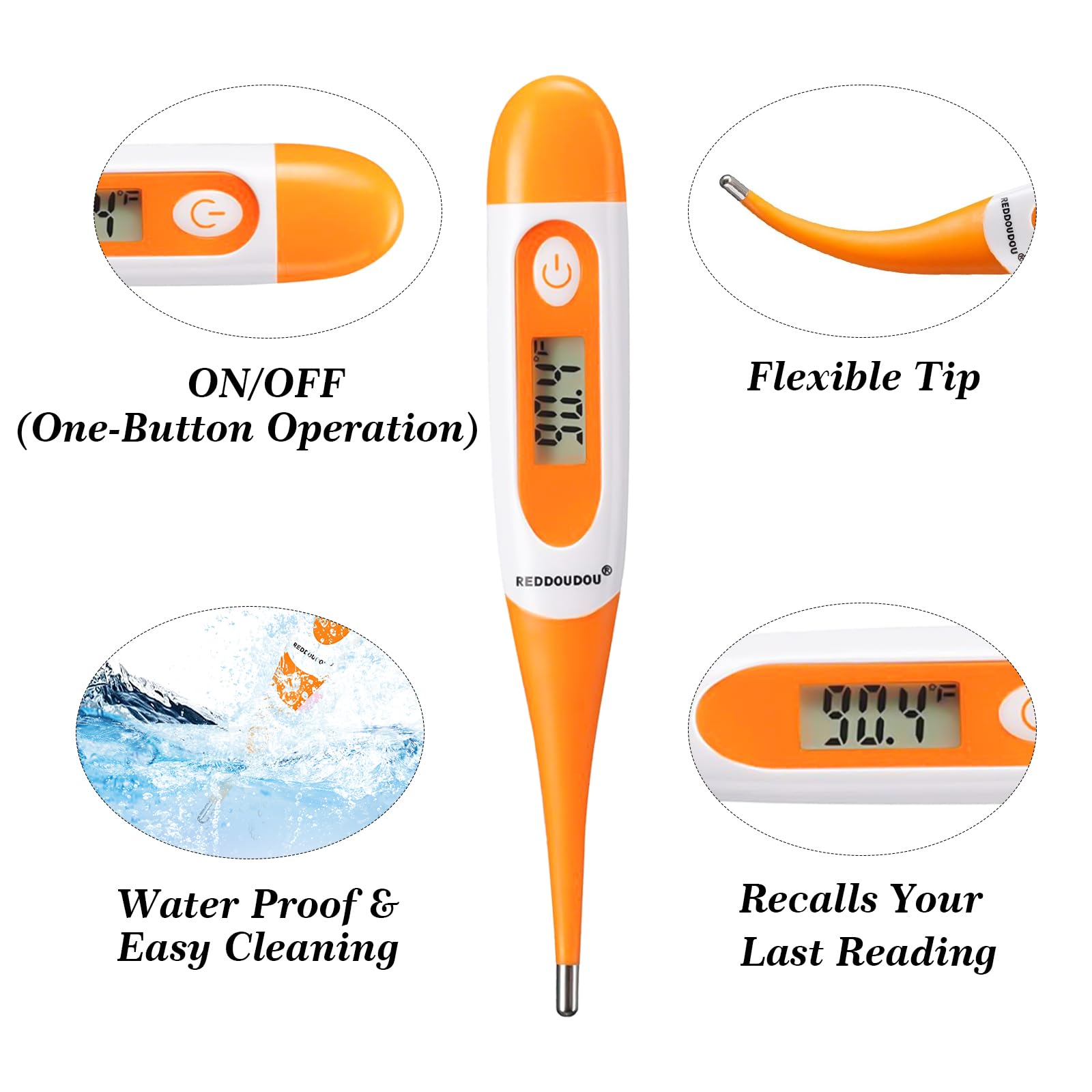 REDDODOU digital pet thermometer display highlights fast 20-second readings