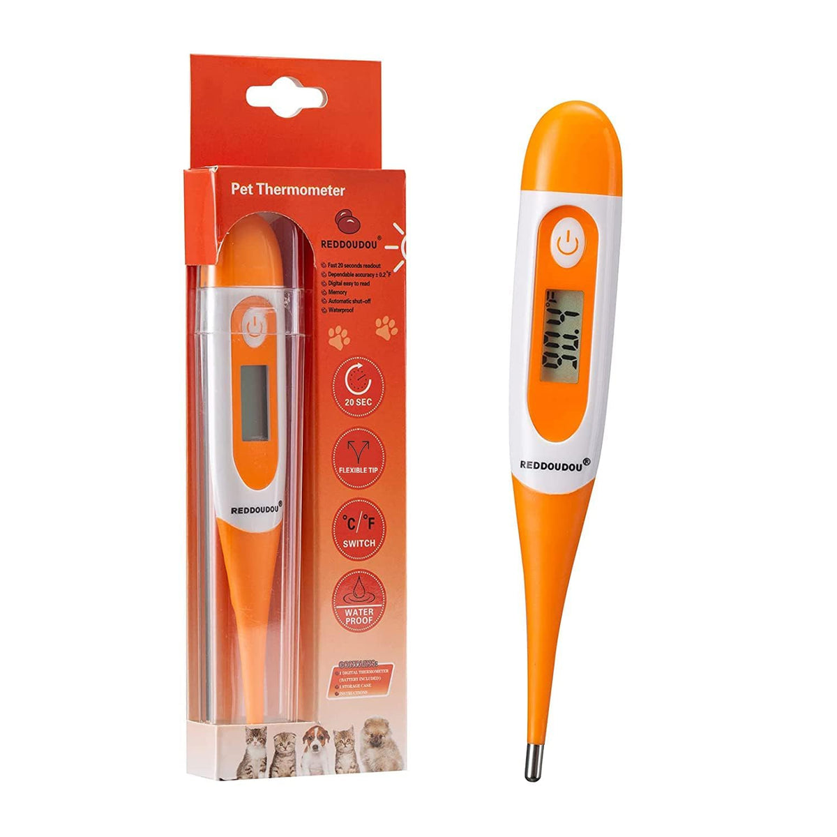 REDDODOU digital pet thermometer front view for quick fever checks