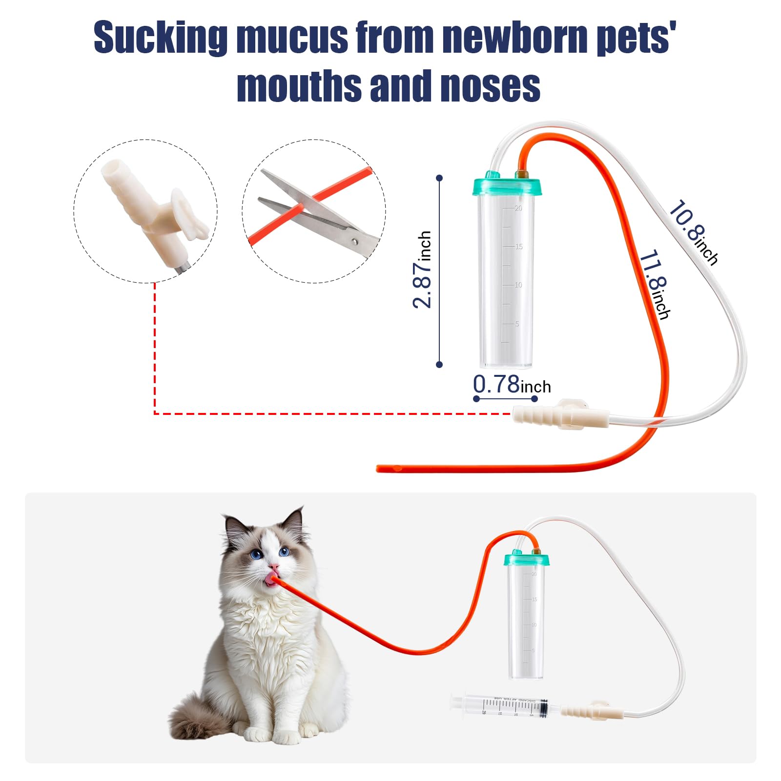 REDDODOU mucus extractor trap 10fr puppy view supports quick mucus removal in newborns