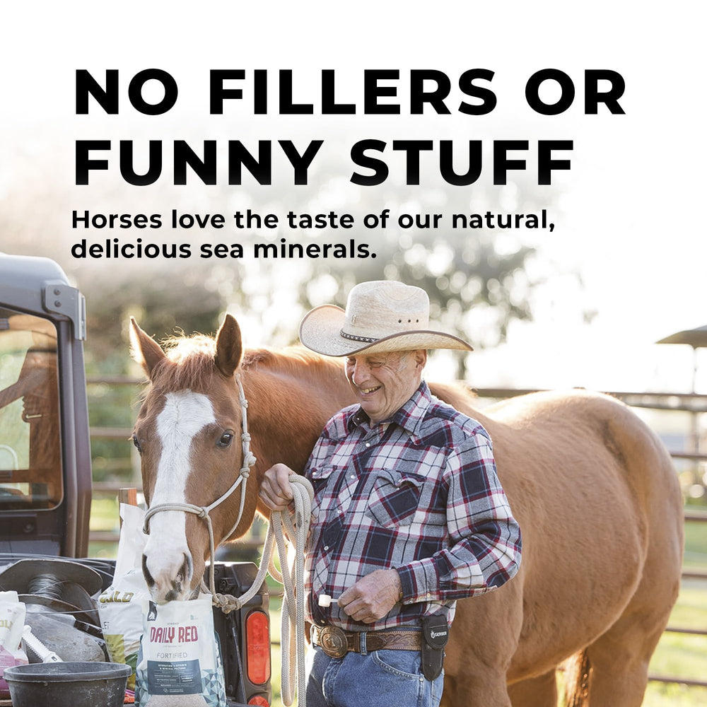 REDMOND Daily Red horse feeding scene illustrates simple integration into meals.