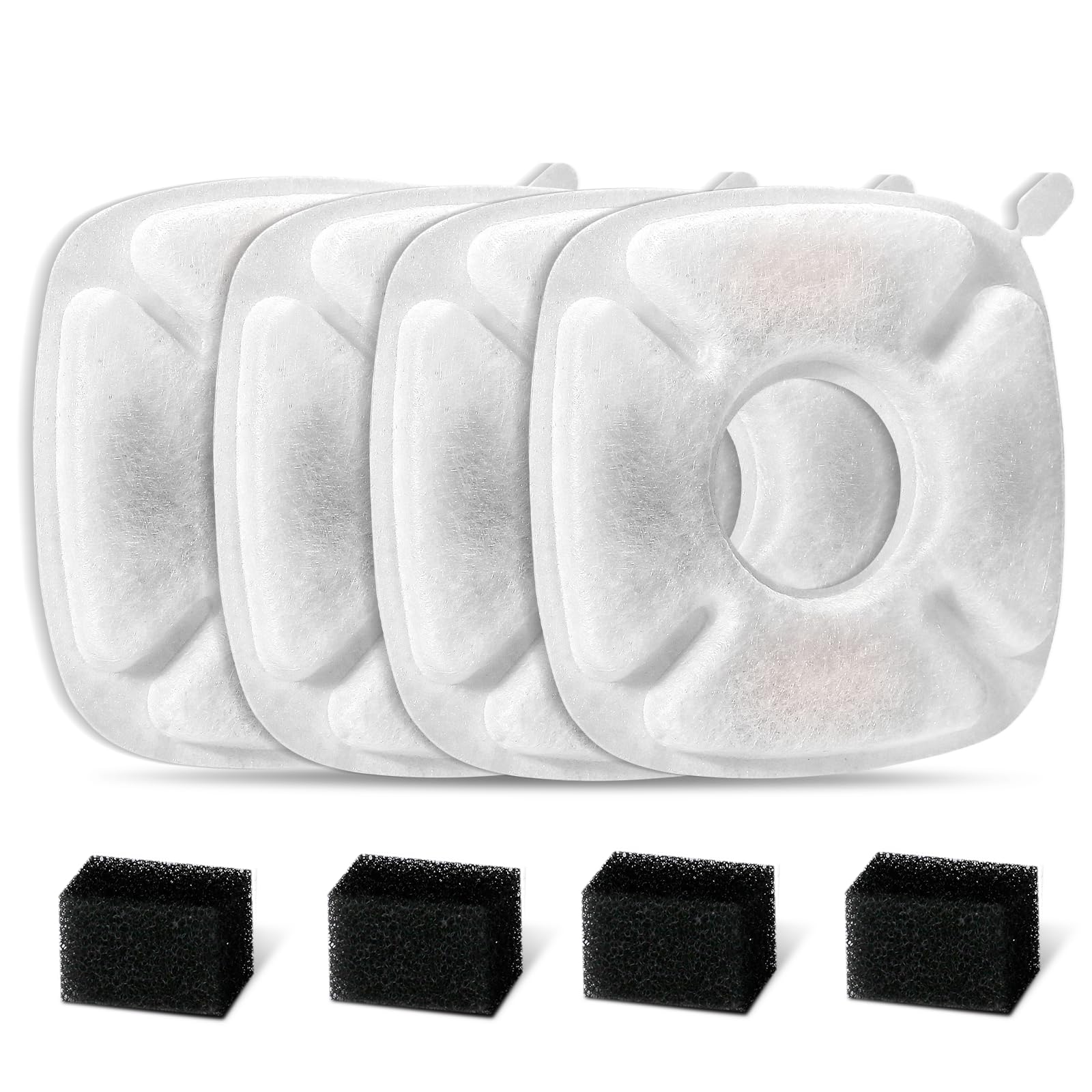 Redoso eight-pcs cat fountain filters pack showing carbon and sponge elements for clean, fresh water