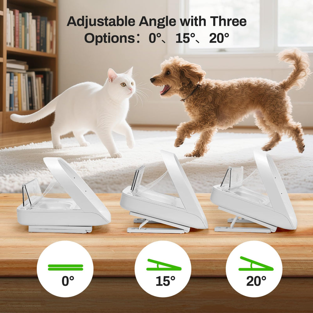 Redoso feeder stand with 0-degree tilt for precise, comfortable dining angle.