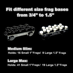 Reefing Art 8x3 frag rack closeup emphasizes precision 1/2 inch hole compatibility and durable acrylic.