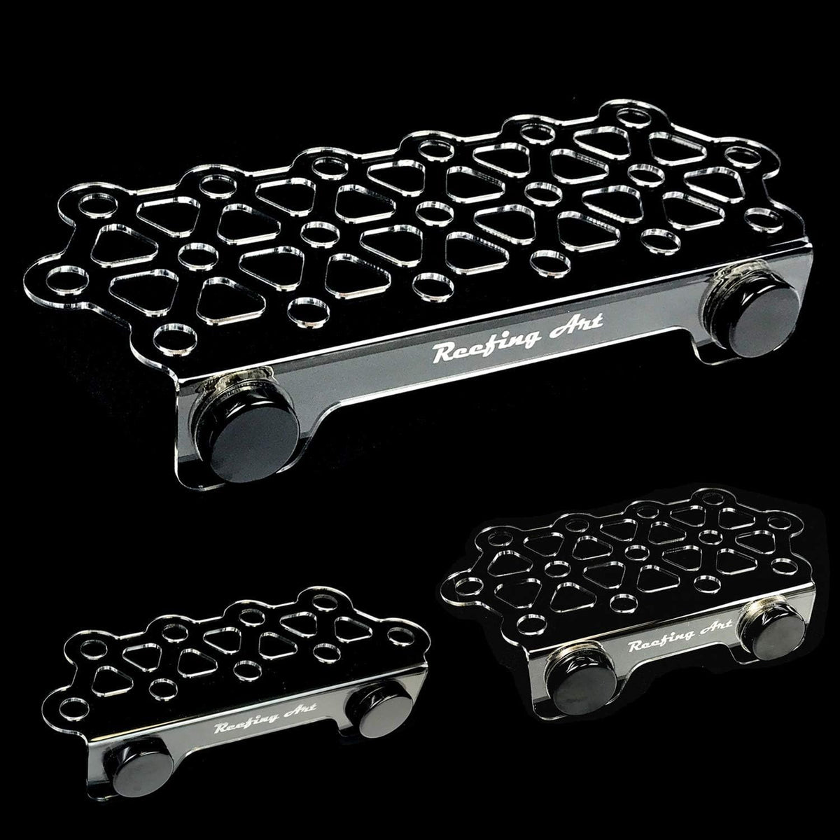 Reefing Art frag rack magnet assembly shows strong N52 magnets for secure coral placement.