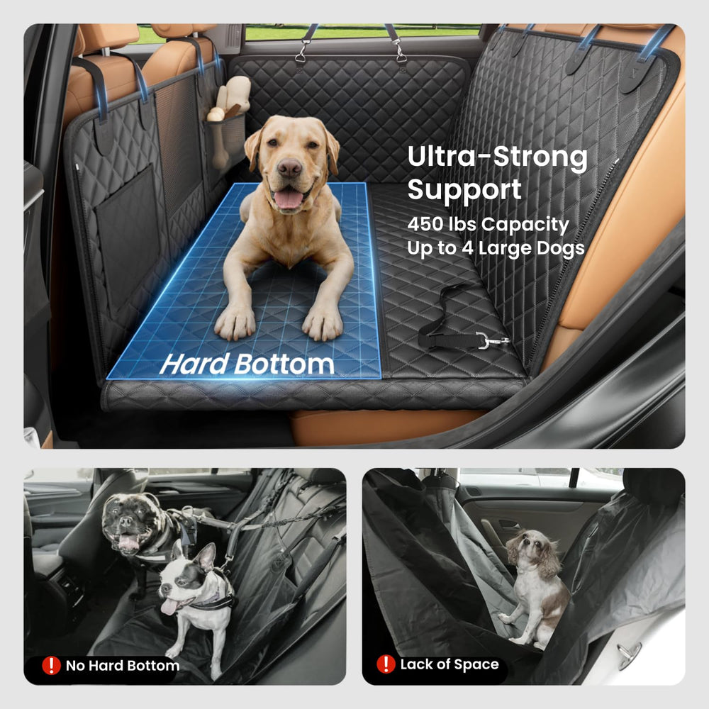 REEVAA hammock extended to 25 inches supports two large dogs for relaxed road trips.