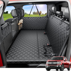 REEVAA dog truck seat cover XL hammock shows roomy space for large dogs on road trips.