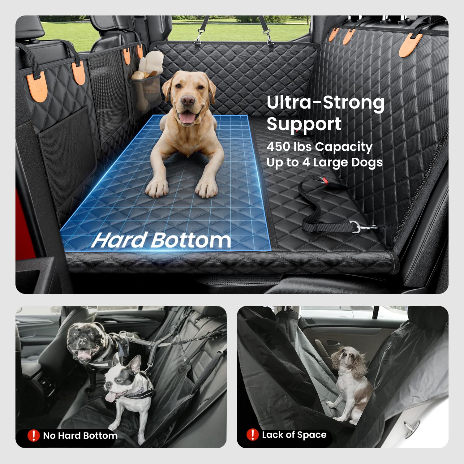 REEVAA hard bottom dog hammock supports up to 450lbs for secure rides