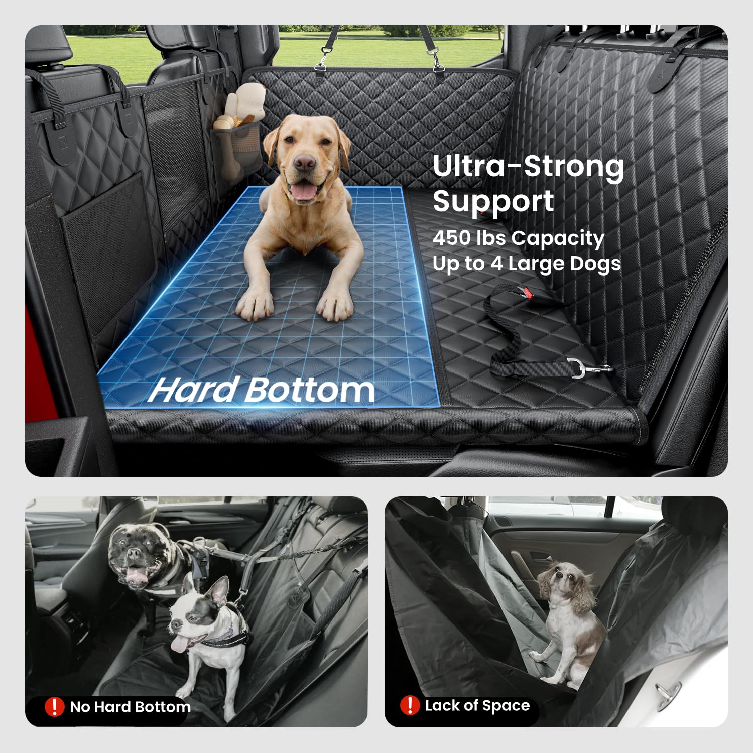 REEVAA heavy-duty hard bottom image highlights stable base supporting up to 450 lbs.