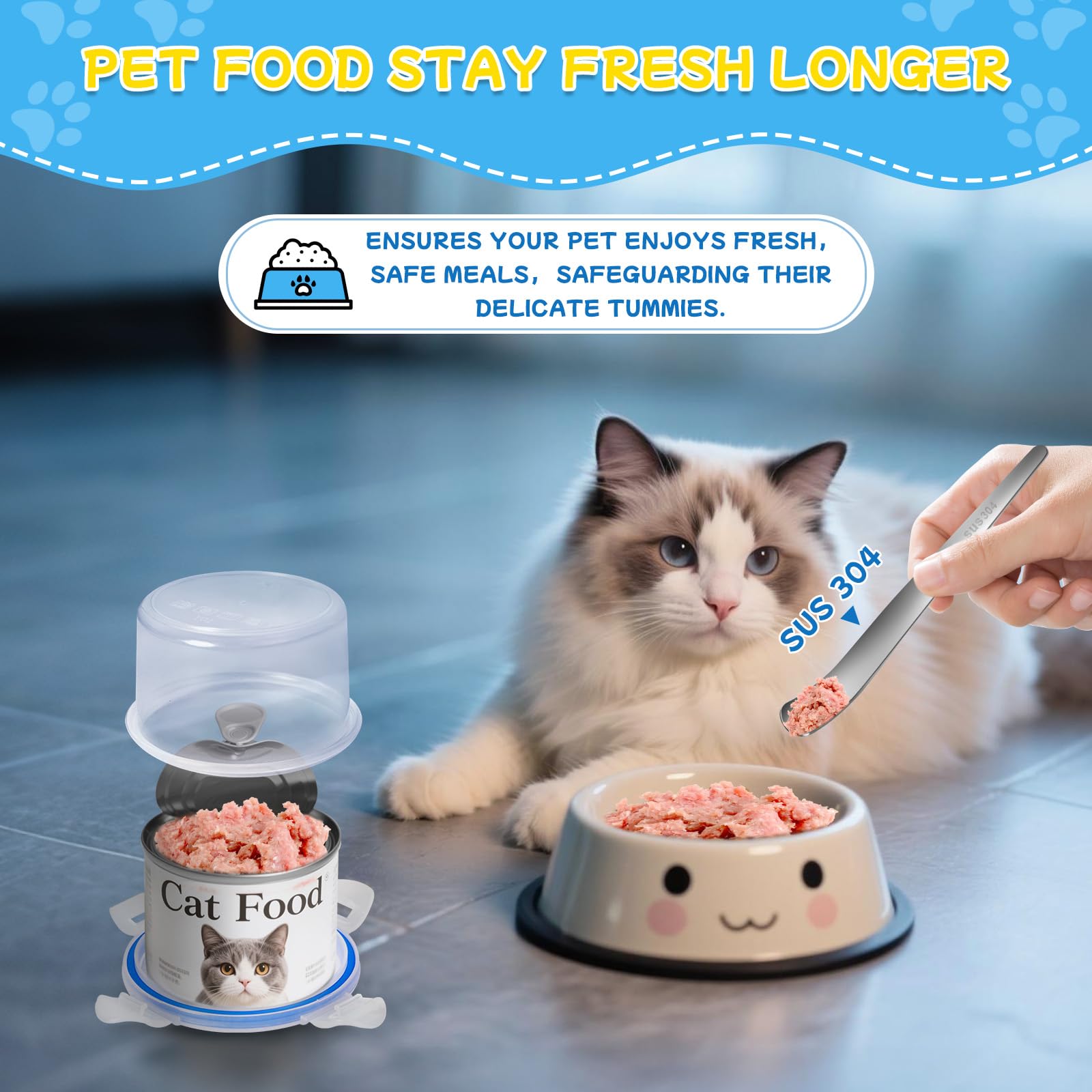 REFLYING airtight seal for dog and cat food container keeps moisture out.