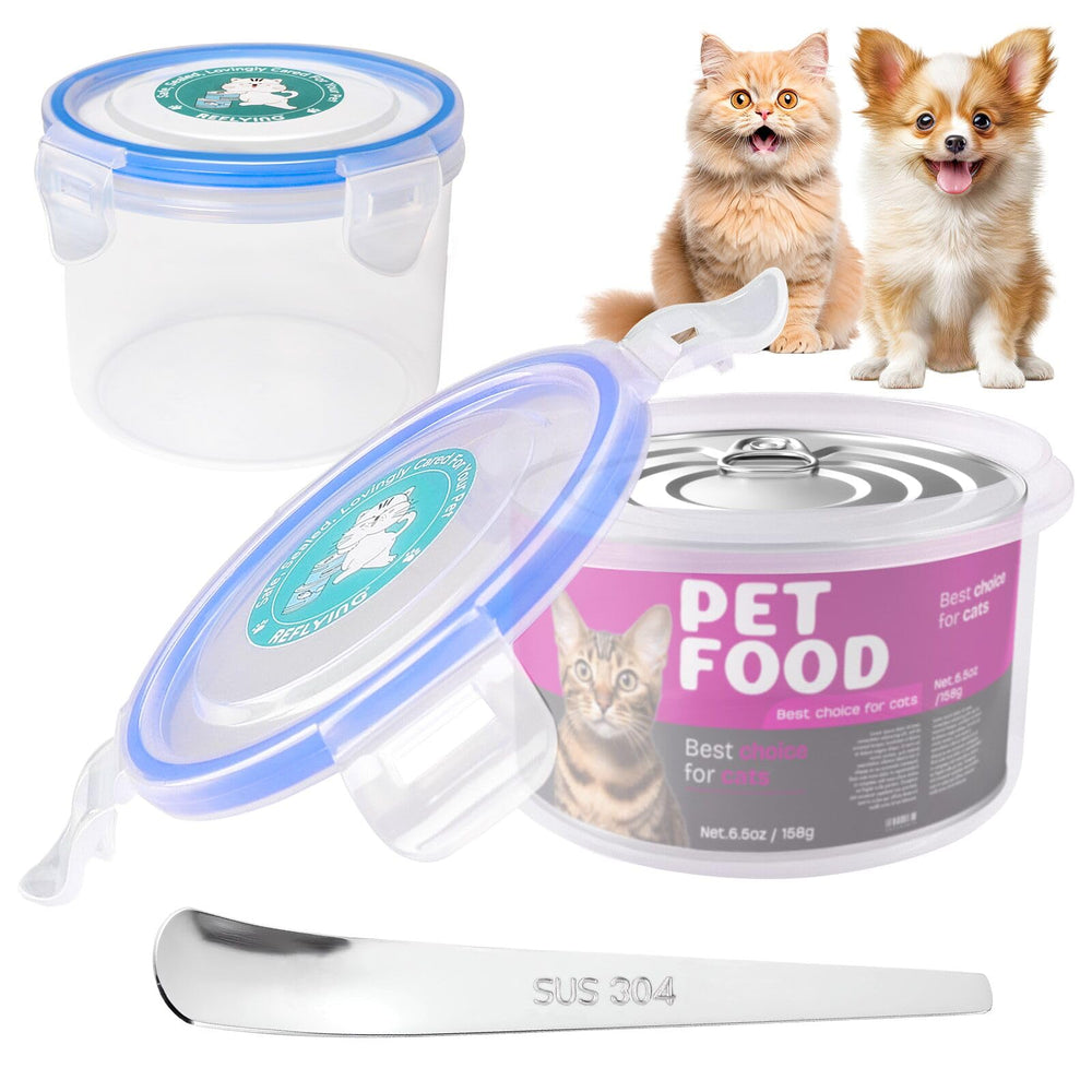 RELYING canned cat food lid closes securely to reduce odor and keep contents fresh.