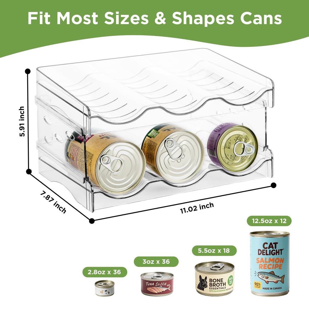REFLYING cat can organizer on-shelf view, clear acrylic for at-a-glance contents