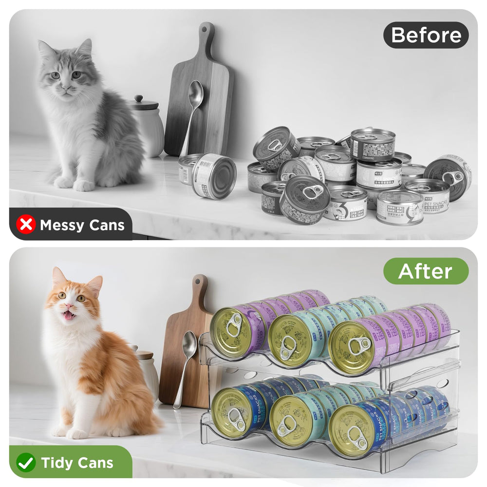 REFLYING cat can organizer raised edges secure cans and reduce spills