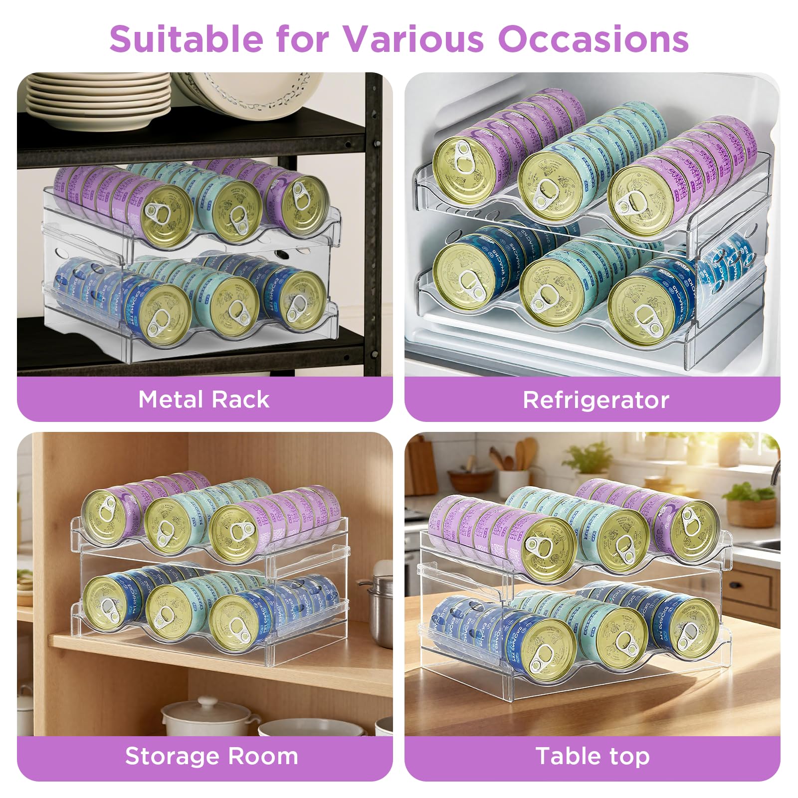 REFLYING cat food can organizer easy clean surface wipes down easily