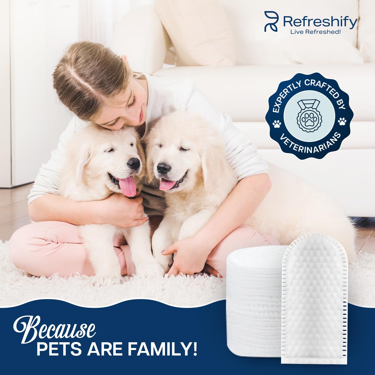 REFRESHIFY wipe texture close-up highlights soft cloth for safe use.