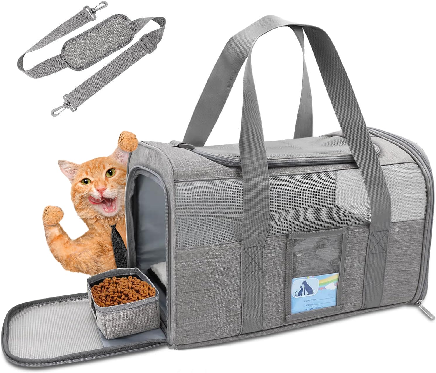 Refrze cat carrier soft tote adjustable straps and handles for comfortable carry