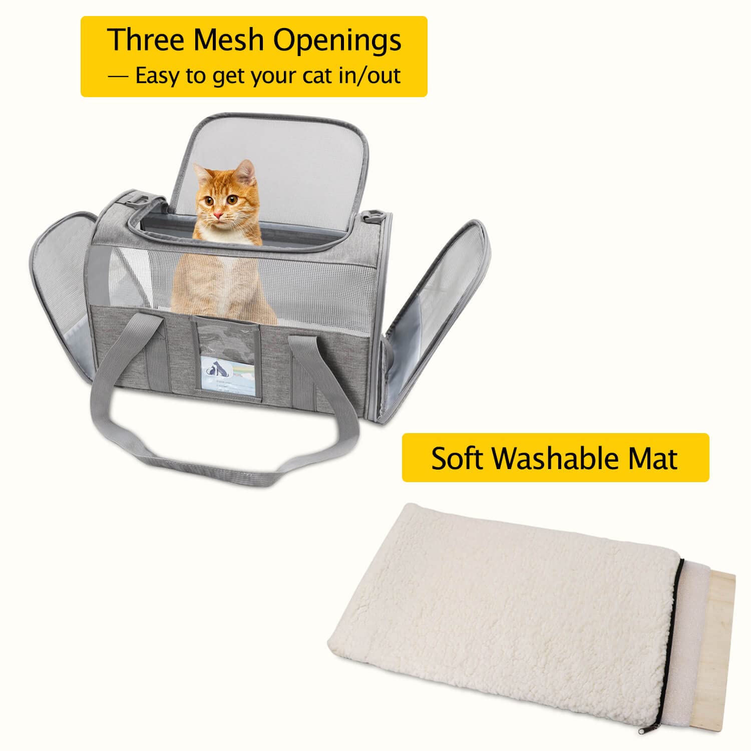 Refrze cat carrier soft tote chew-resistant mesh protects against playful nibbling