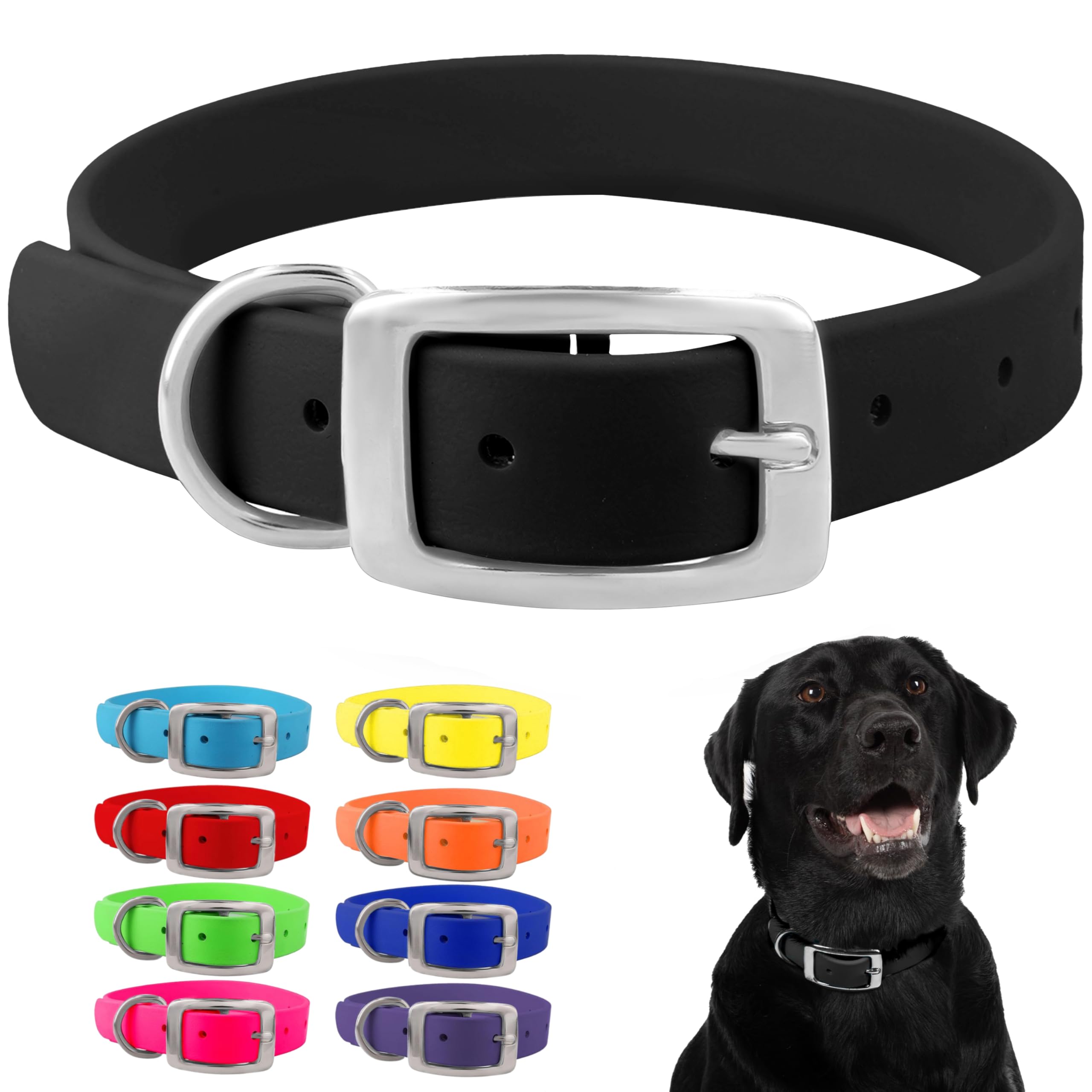Regal Dog Products large black collar closeup with secure buckle for reliable control