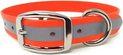 Regal Dog Products large orange reflective collar enhances night visibility for dogs