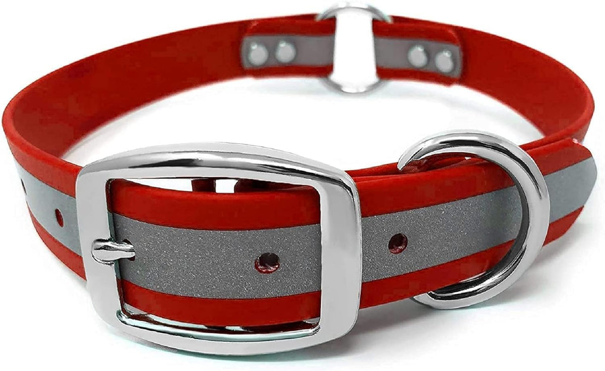 Regal Dog Products large red reflective strip enhances nighttime visibility for safer walks.