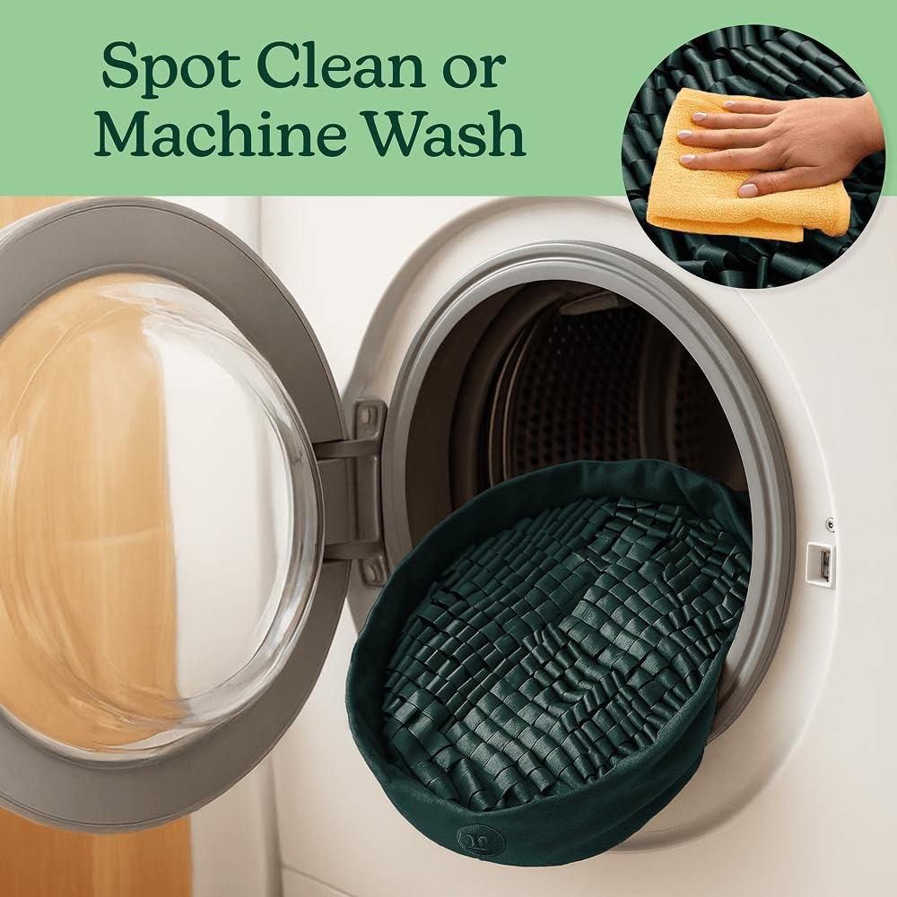 Reggie Stimulating Feeder Mat in hunter green complements home decor while promoting enrichment.