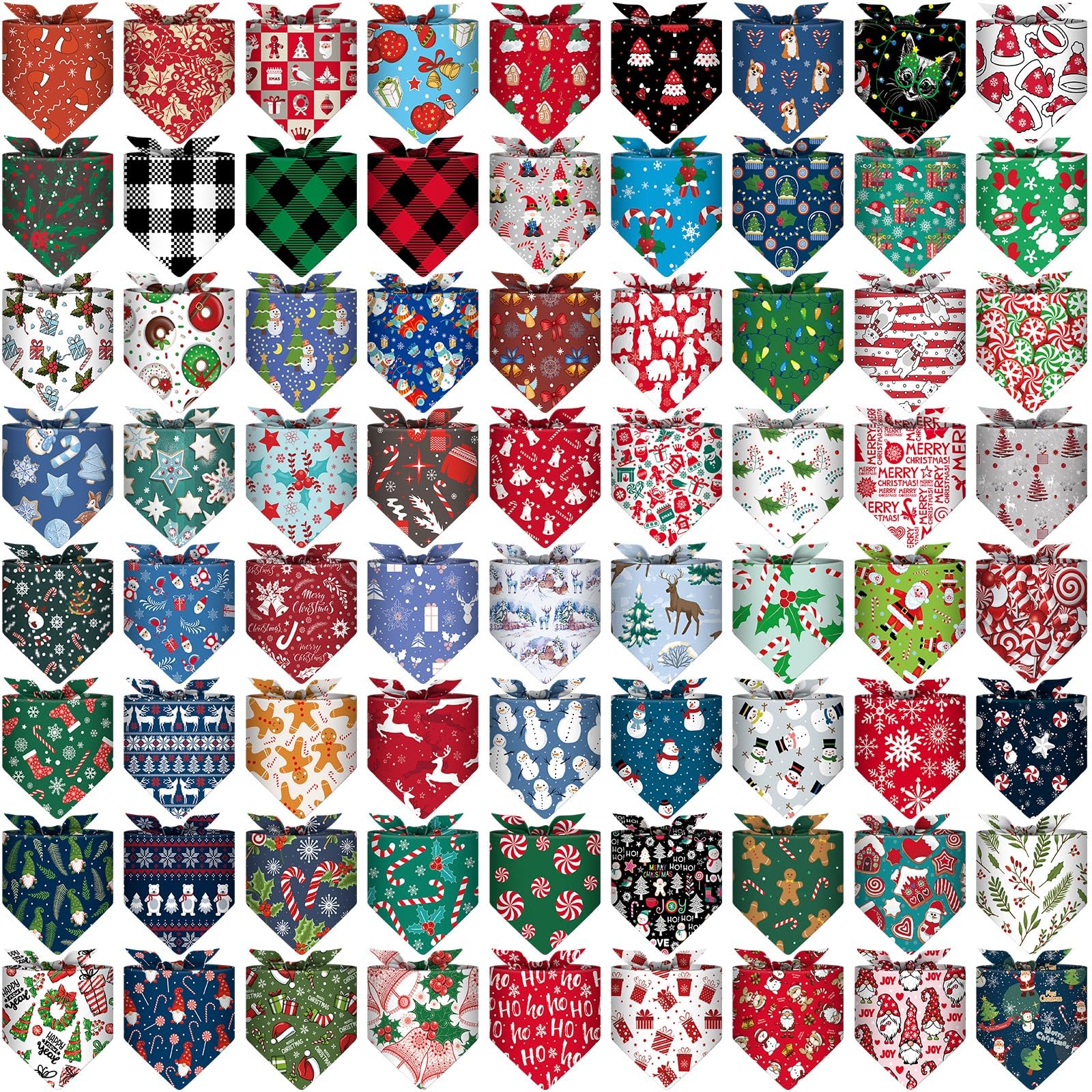 Reginary 72-pack Christmas dog bandanas package for quick holiday styling and gifting ideas