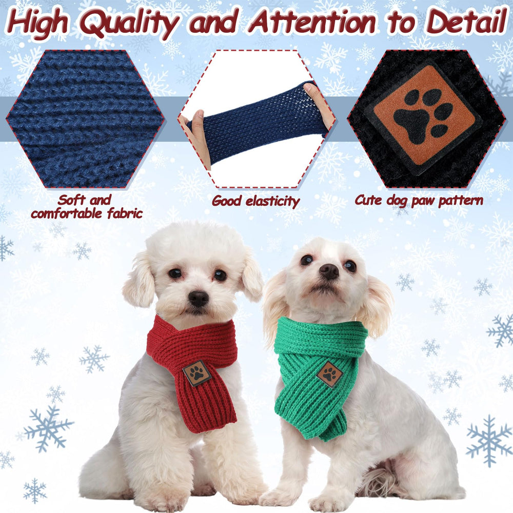 Reginary Christmas dog scarves blue set: comfortable knit for daily wear.