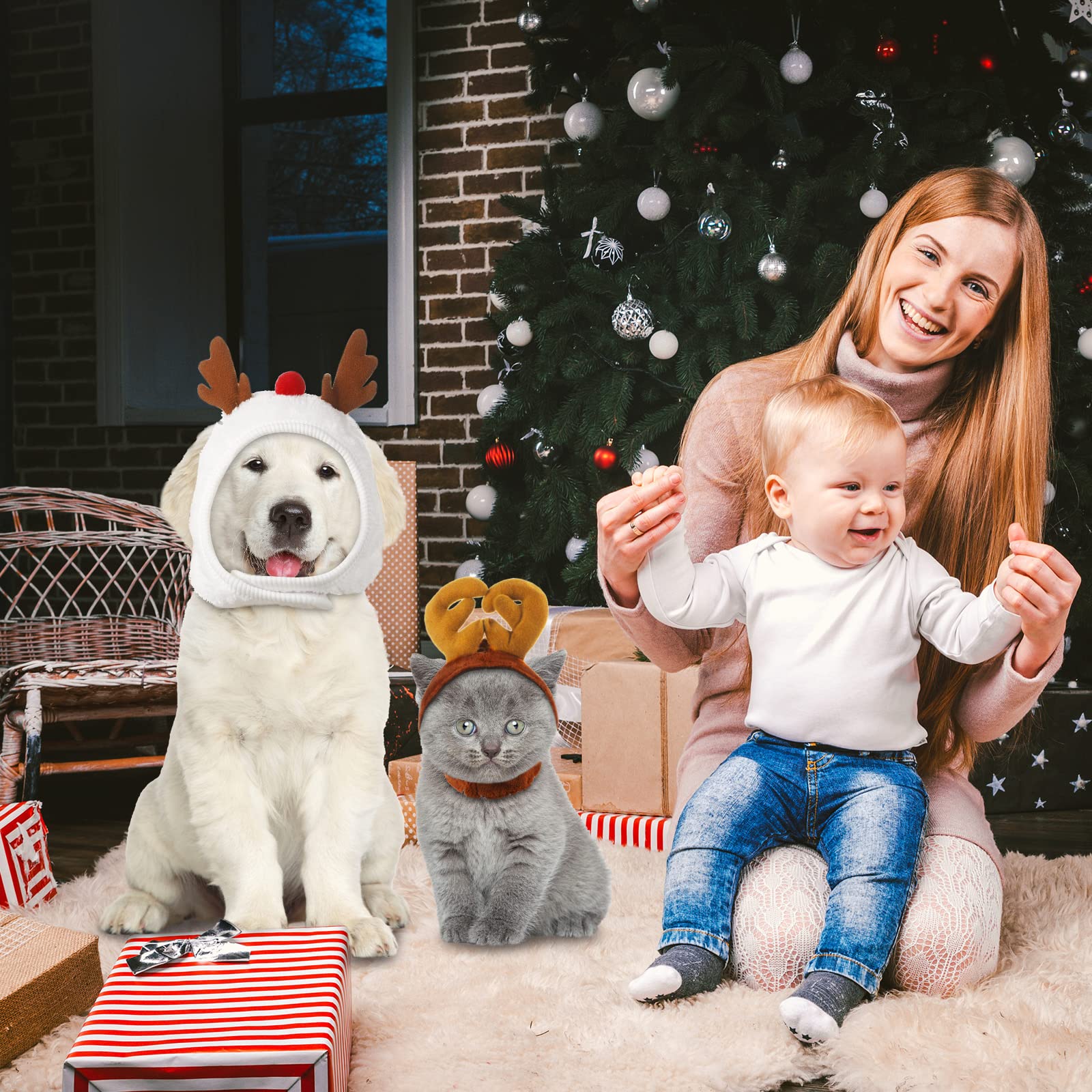 Reginary adjustable Christmas tree hat rope length—secure wear for cats and dogs
