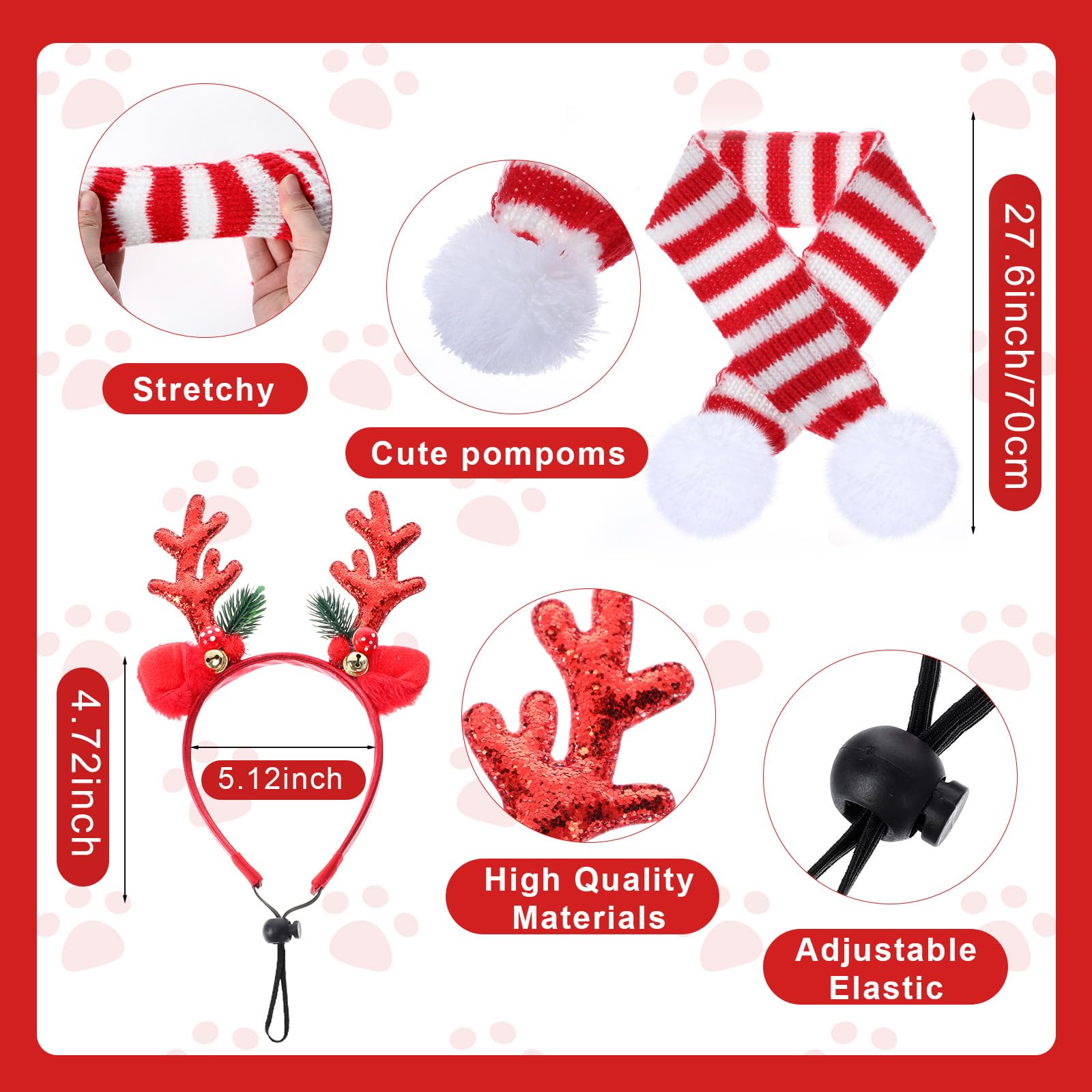 Reginary dog Christmas scarves flat lay emphasizing easy wear