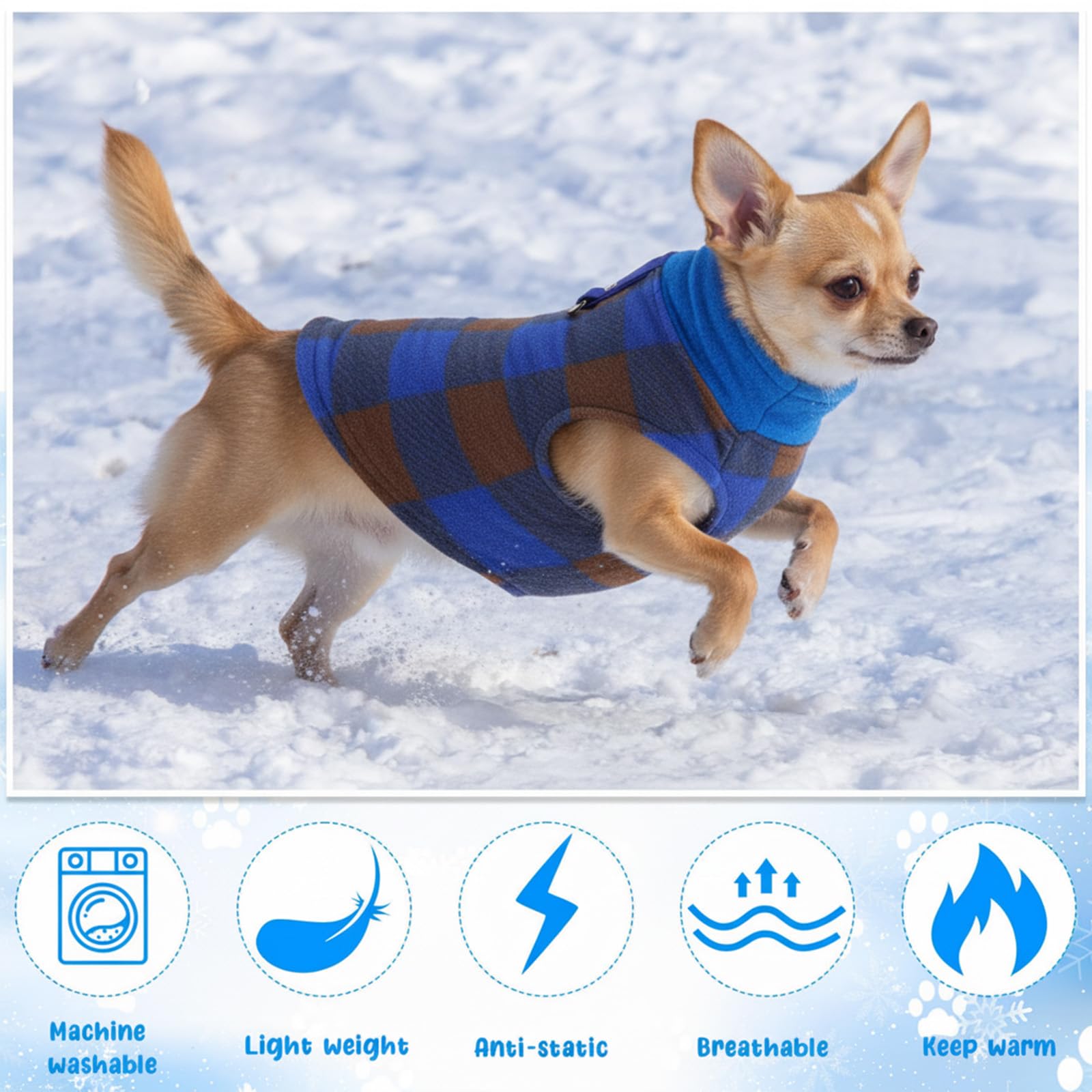 Reginary dog sweater with leash ring back – convenient outdoor control.