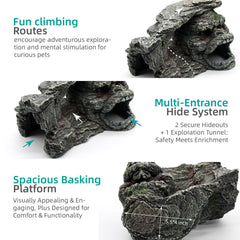 relaqcc Gecko Cave Hideout offers a dark hiding spot to help shy reptiles feel secure