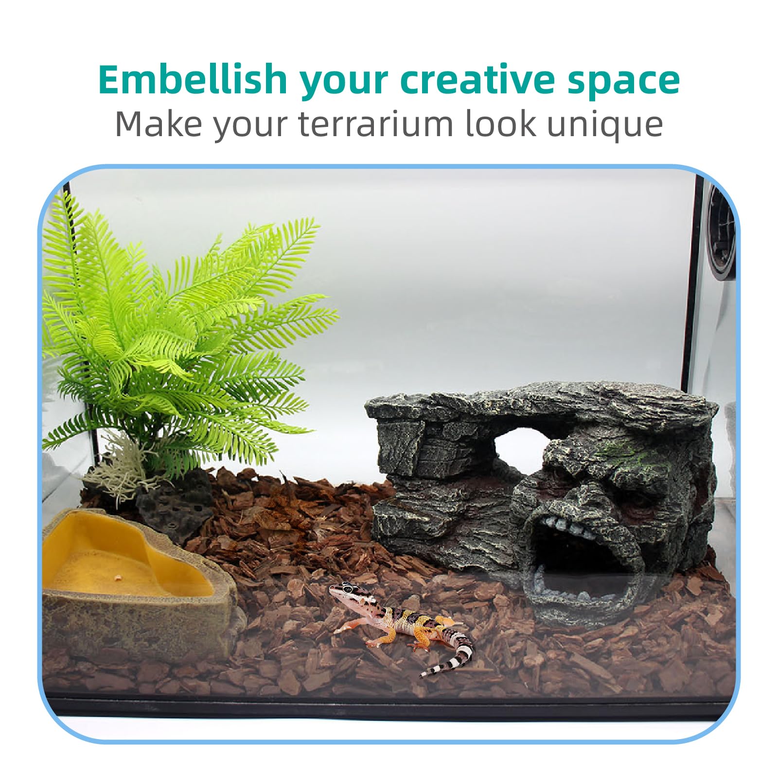 relaqcc Gecko Habitat Rock emphasizes authentic terrarium aesthetics and a dedicated basking area