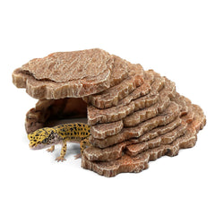 relaqcc Gecko Hide rock formation provides natural shelter for reptiles, blending with terrarium decor.