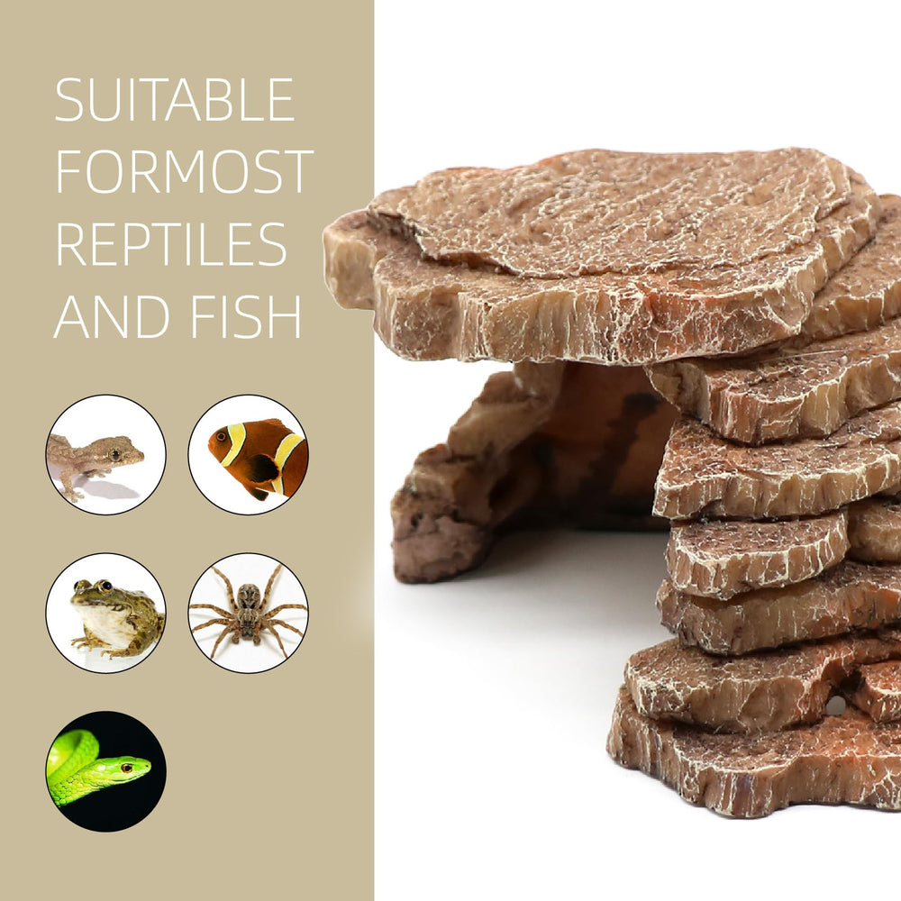 relaqcc Gecko Hide tank decor showcases durable, safe installation in terrarium.