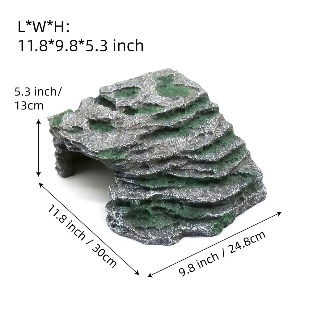 relaqcc large reptile hide shale scape ledge front cave entry enhances hideaway and observation
