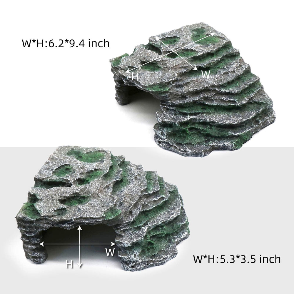 relaqcc large reptile hide shale scape ledge top basking platform promotes temperature regulation