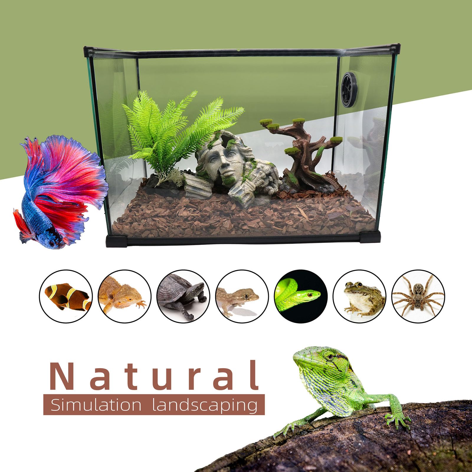 relaqcc reptile cave hideout 5-holes enables multi-entry hiding and resting
