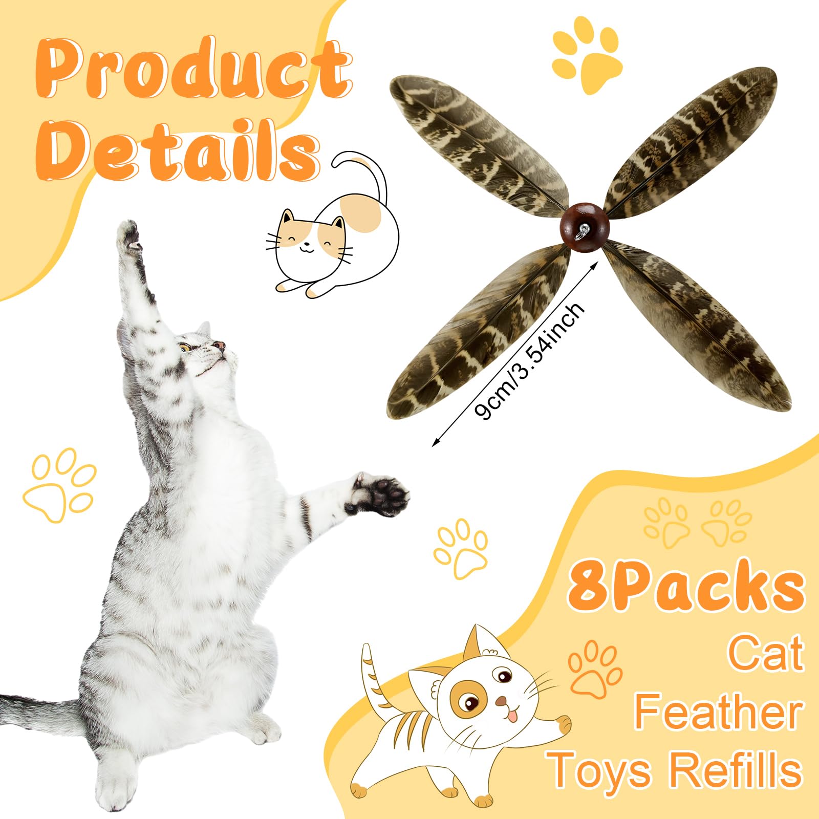 Relaxgiant cat feather propeller refill in motion—encourages chasing and exercise