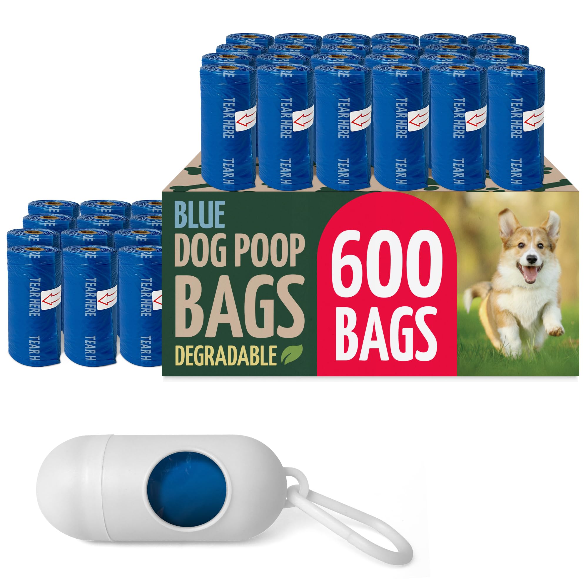Reli biodegradable dog poop bags blue roll 600-count for easy walks.