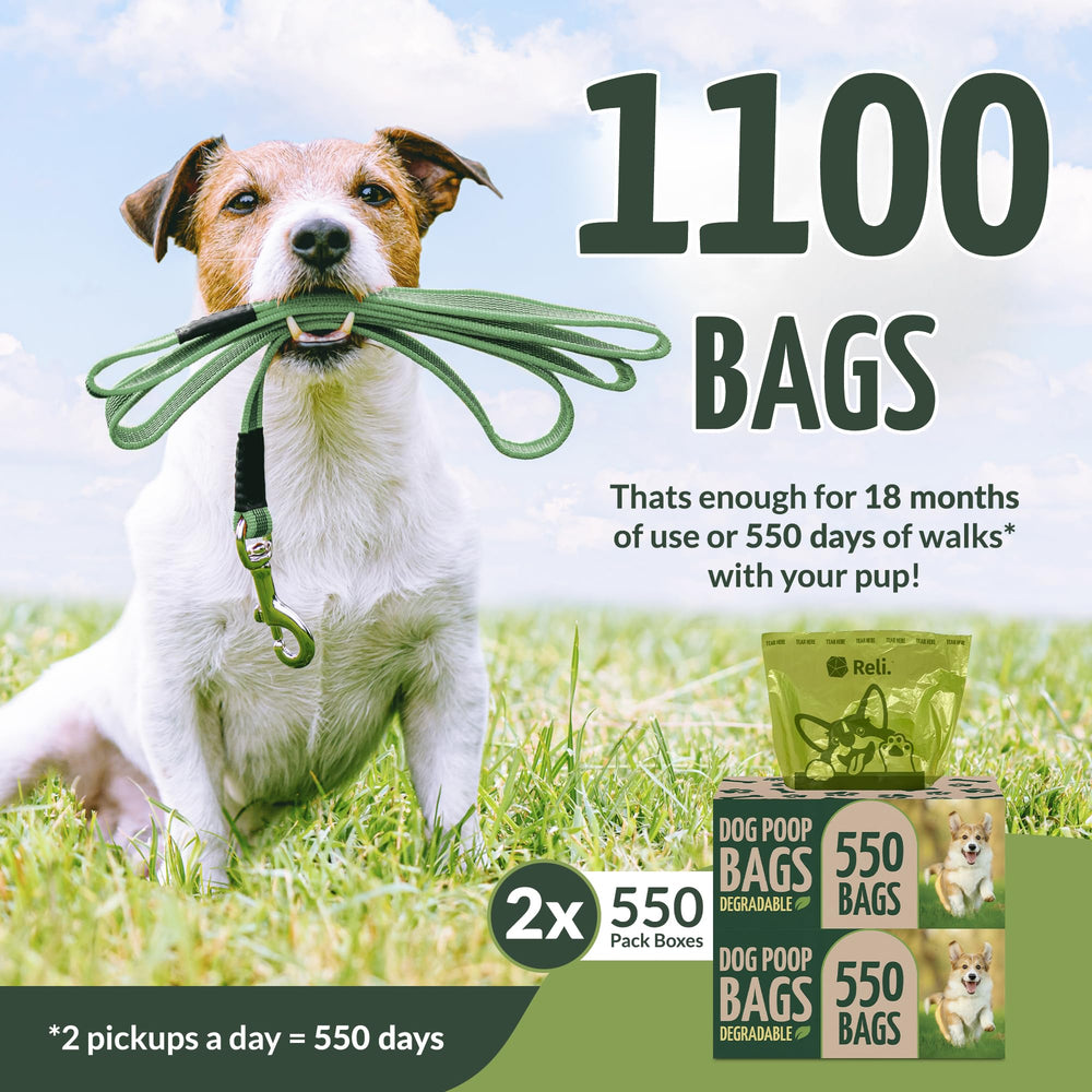 Reli Biodegradable Dog Poop Bags two large rolls for quick replacements.