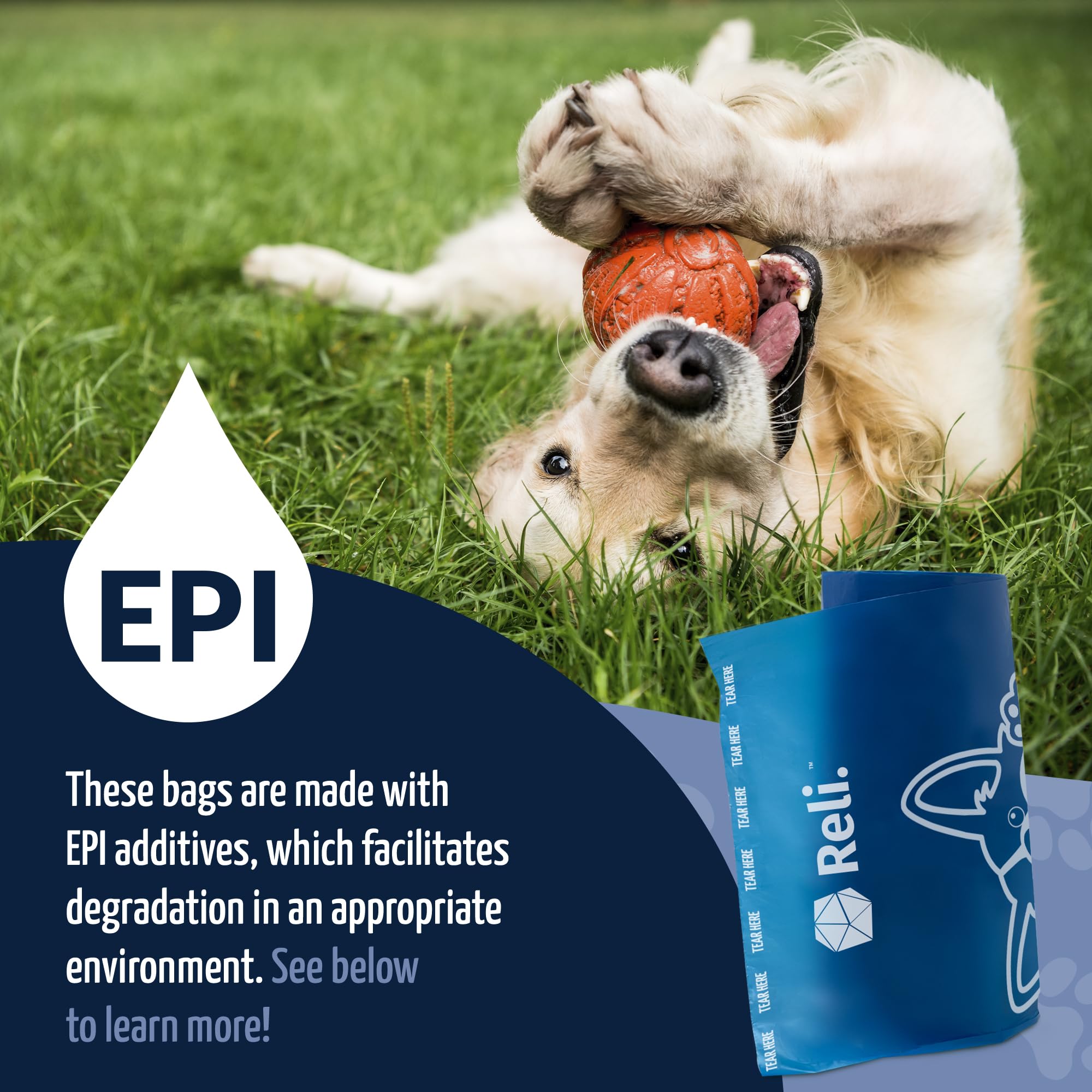 Reli blue eco-friendly packaging highlights bulk supply and ready-to-use cleanup.