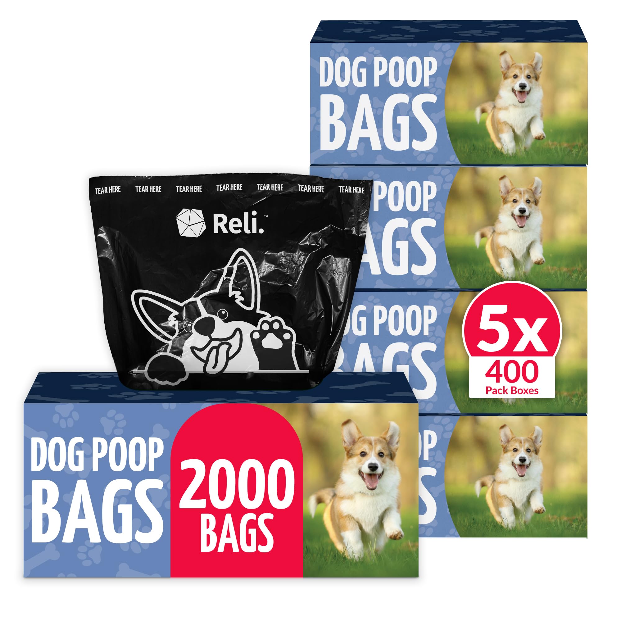 Reli dog poop bags 2000-pack bulk value for daily cleanup