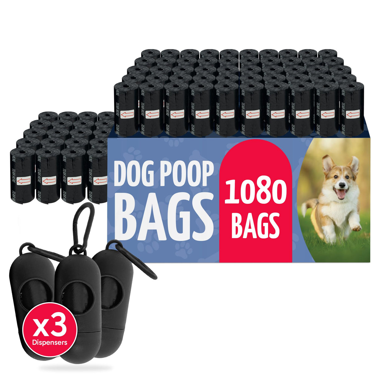Reli Dog Poop Bags Rolls bulk 1080 pack keeps park cleanup ready