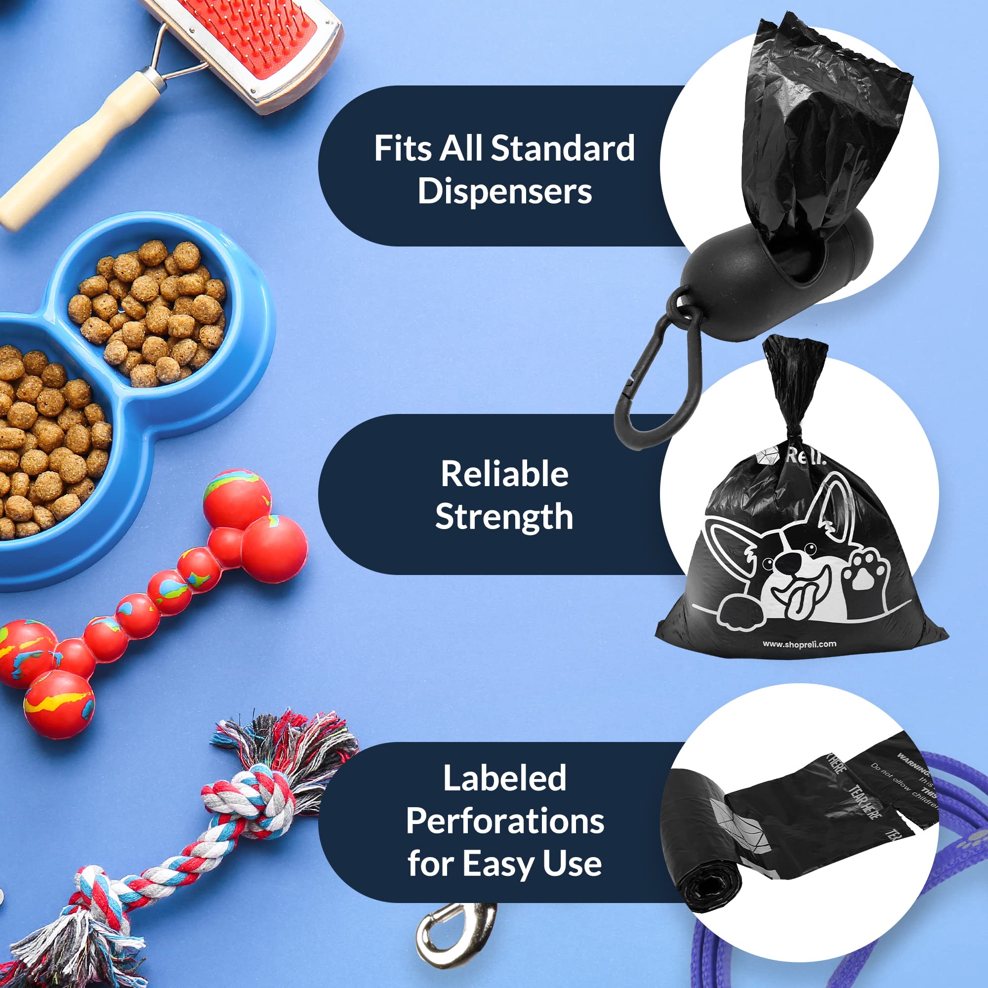 Reli leak-proof bags prevent leaks during walks and transport.