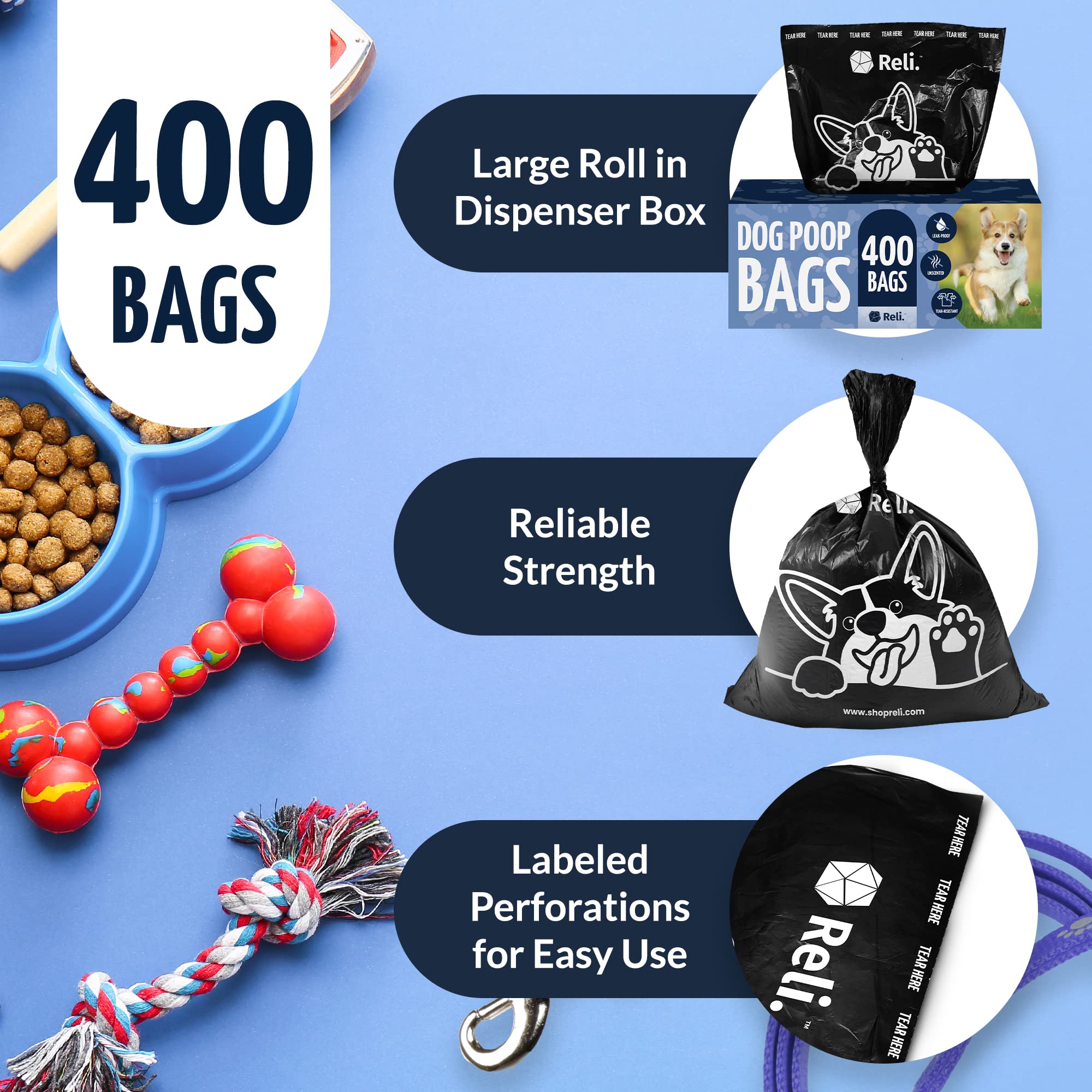Reli opaque black design bags with tear here dispenser enable quick pickup