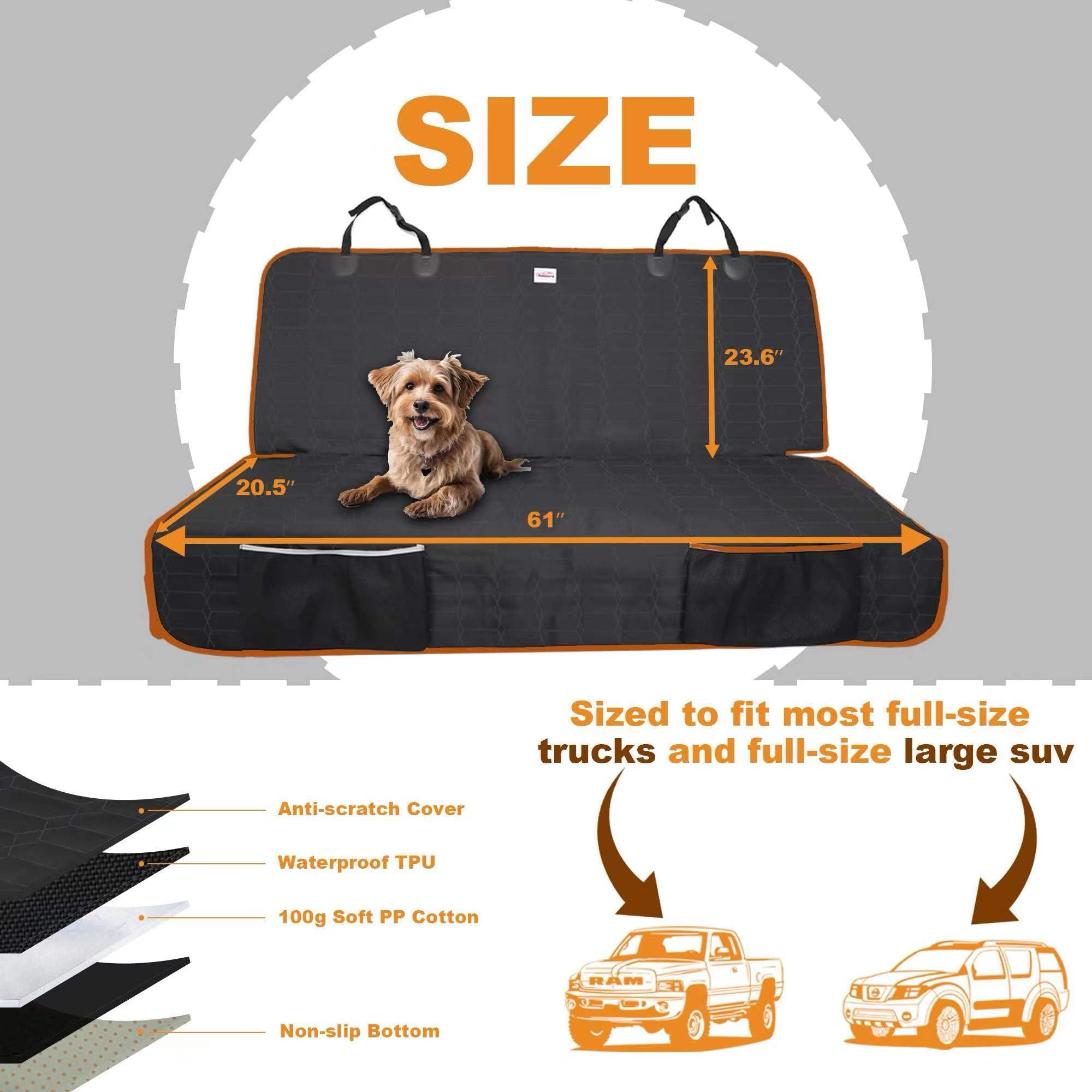Reliadura back-seat pockets help organize essentials on trips.