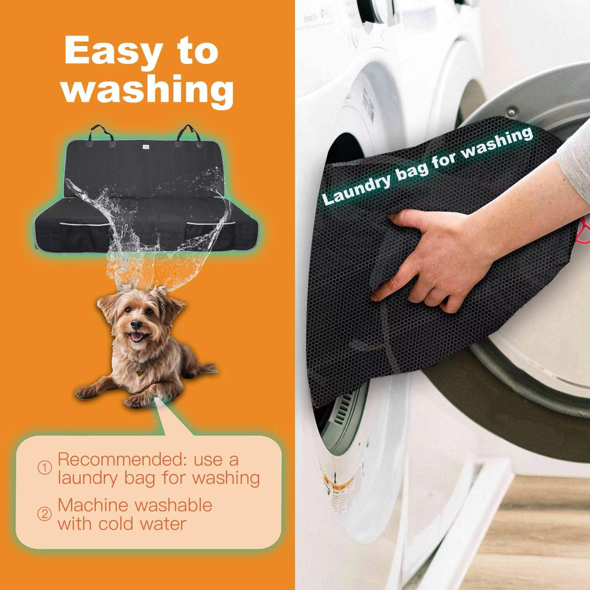 Reliadura dog seat cover seatbelt openings allow quick leash access