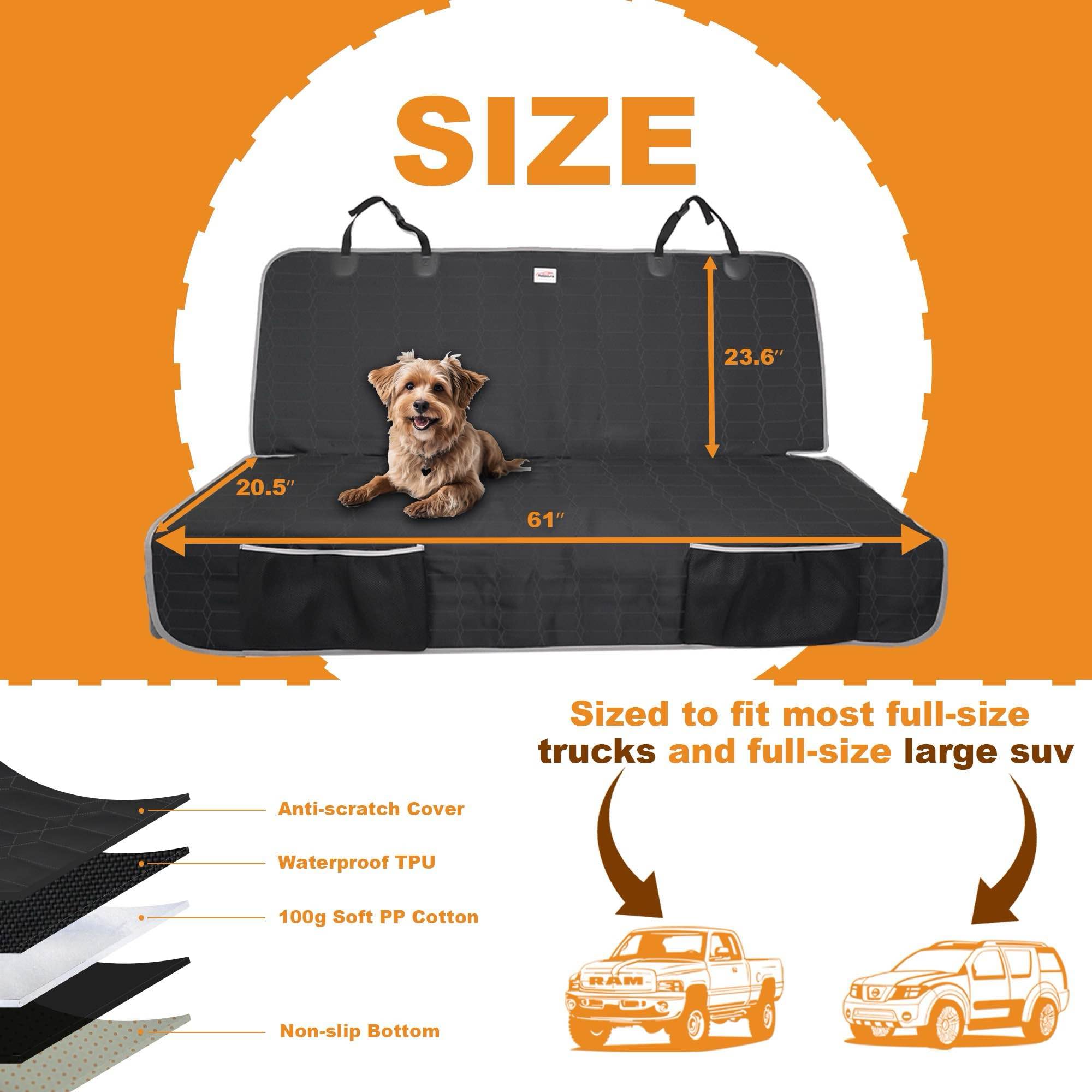 Reliadura dog seat cover Velcro slots simplify safety seat installation
